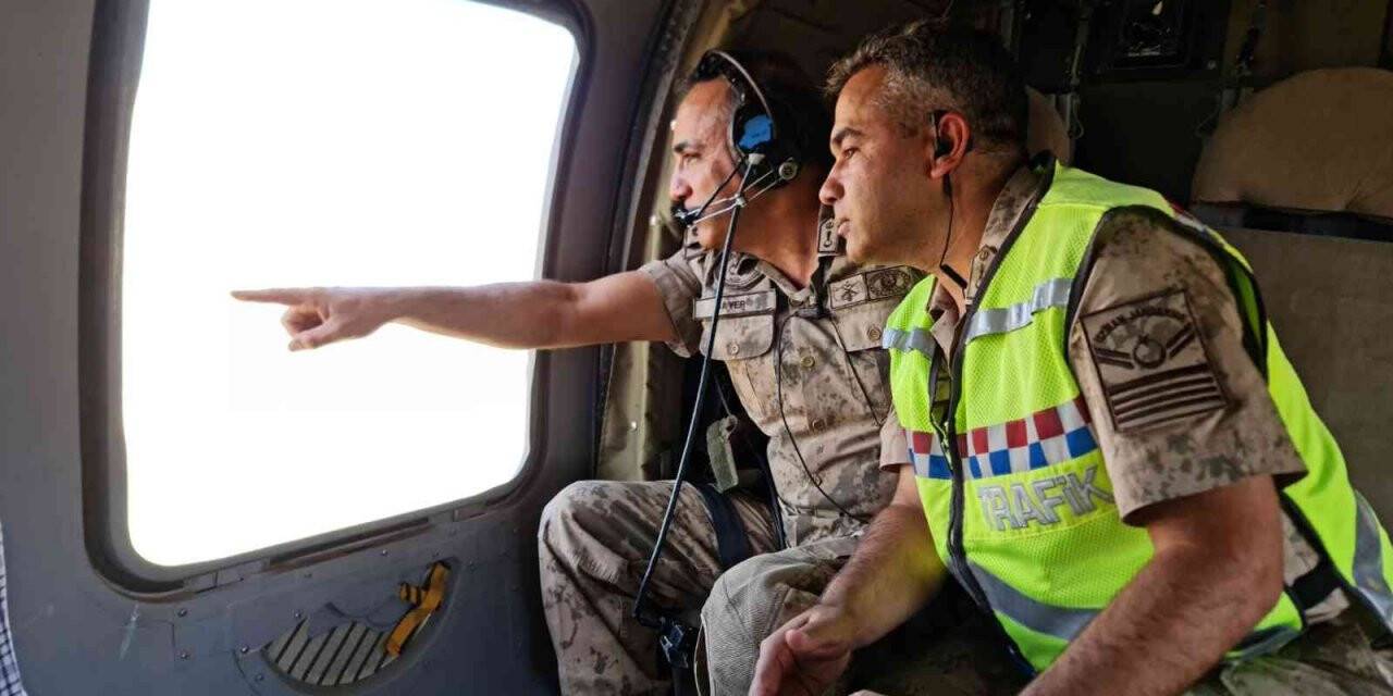 Jandarmadan bayram dönüşündeki sürücülere helikopterli denetim