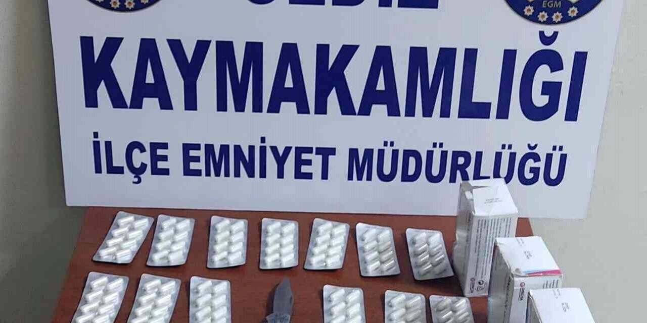 Gediz’de 190 adet sentetik hap ele geçirildi