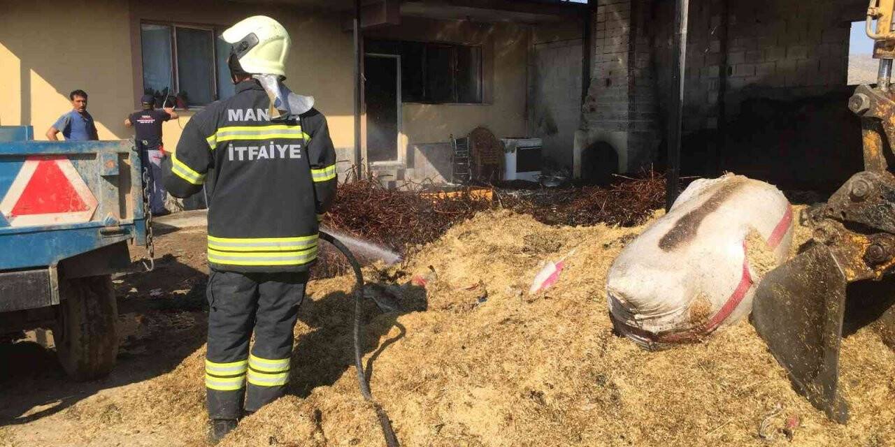 Yanan ahırda inek ve koyunlar telef oldu