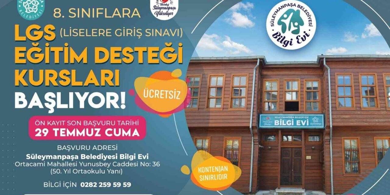 Bilgi Evi LGS kursları için son başvuru tarihi 29 Temmuz