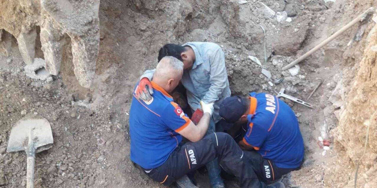 İnşaat temelinde meydana gelen toprak kaymasında 1 işçi yaralandı