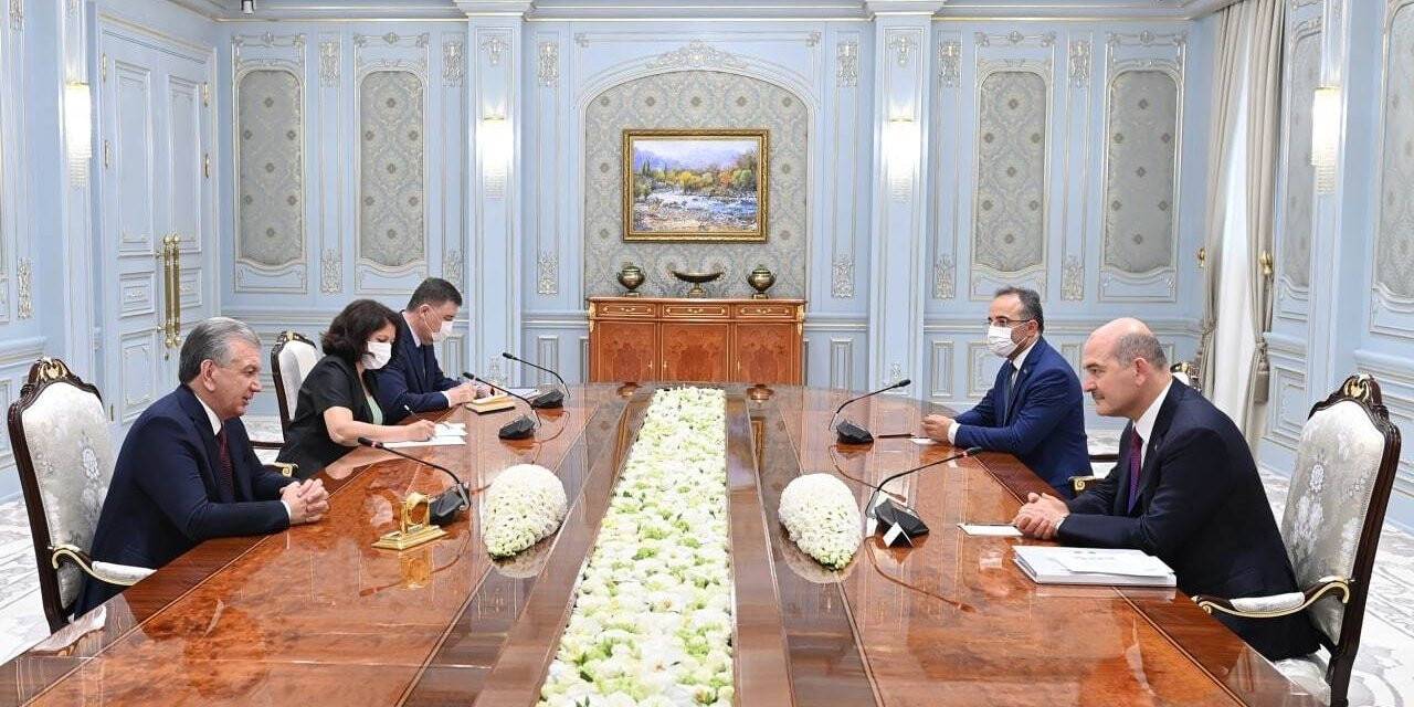Bakan Soylu, Özbekistan Cumhurbaşkanı Mirziyoyev tarafından kabul edildi