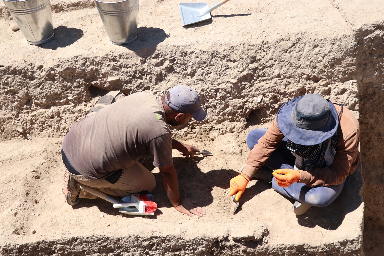 Höyükteki kazıda Pers dönemine ait alçı surlar bulundu