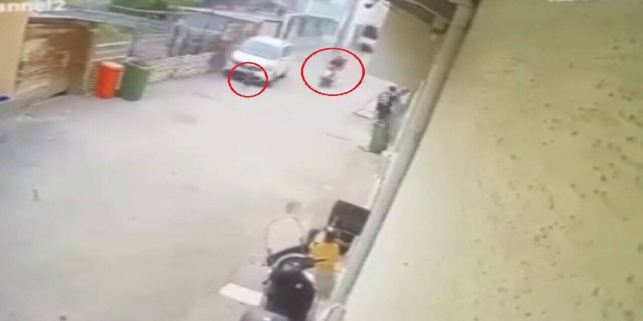 Kahraman motokurye küçük çocuğa çarpmamak için kendi canını hiçe saydı