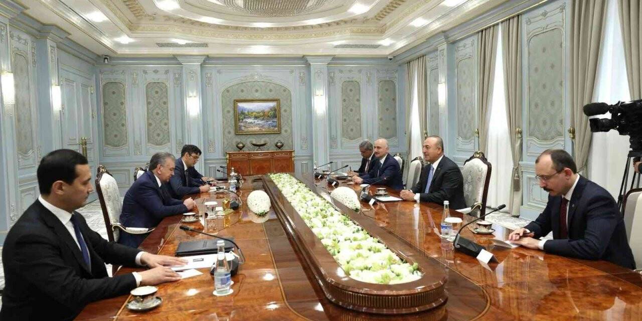 Bakan Çavuşoğlu, Özbekistan Cumhurbaşkanı Mirziyoyev ile görüştü