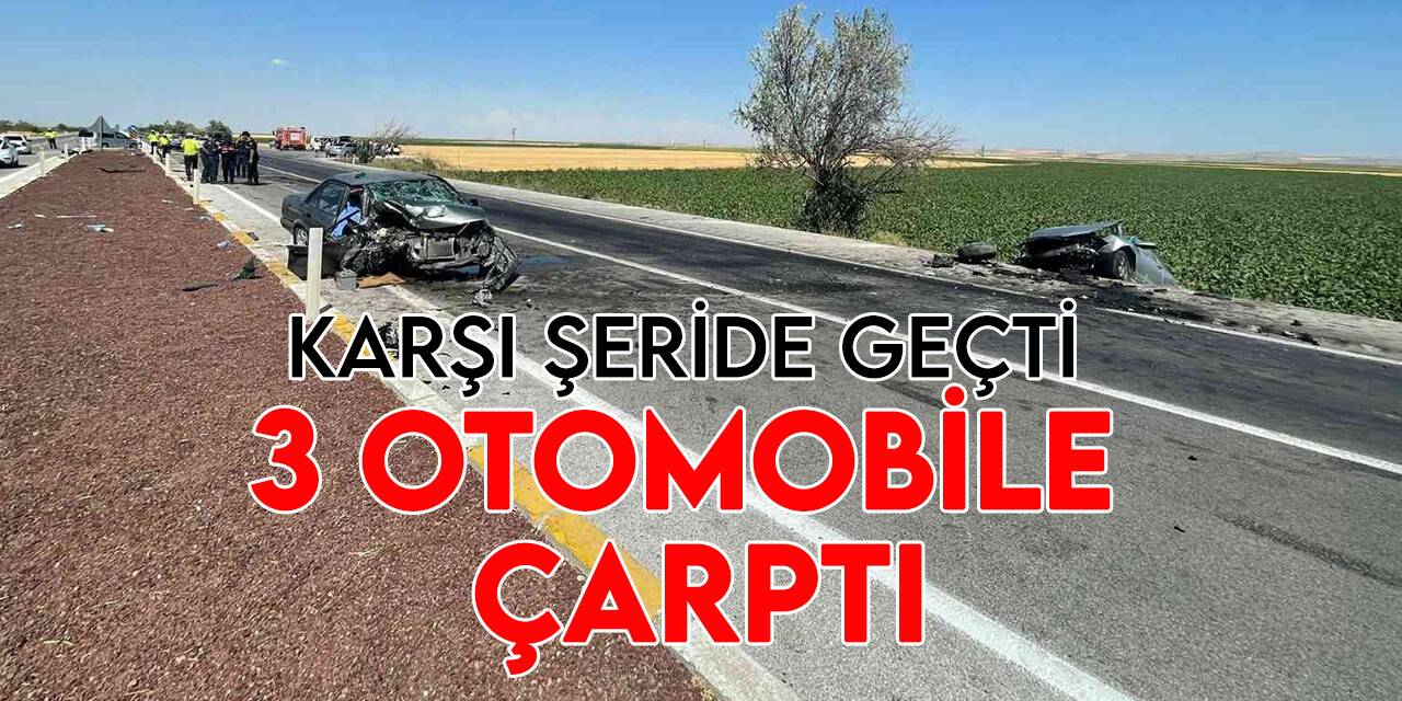 Kontrolden çıkan otomobil karşı şeritteki 3 araca çarptı: 1 ölü, 7 yaralı