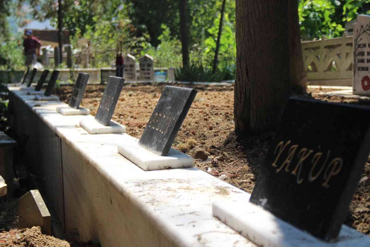 Mezarlıkta kahreden kare