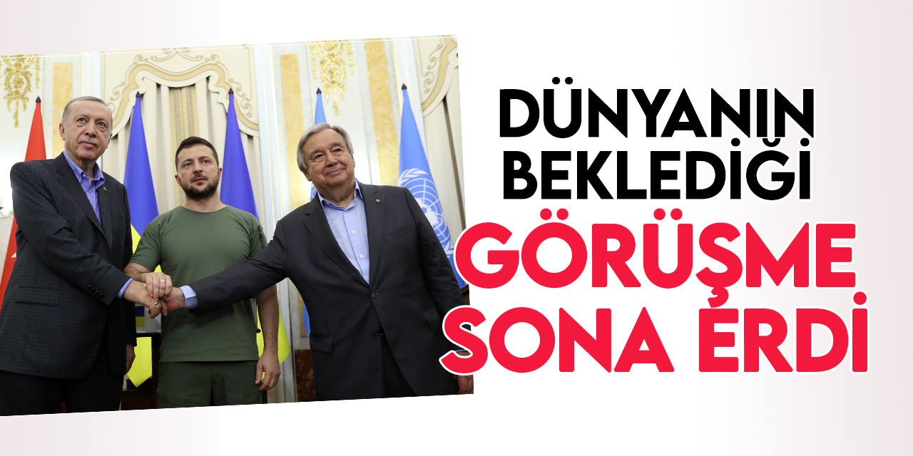 Cumhurbaşkanı Erdoğan, Zelenskiy ve Guterres, üçlü zirve kapsamında basın toplantısı düzenledi