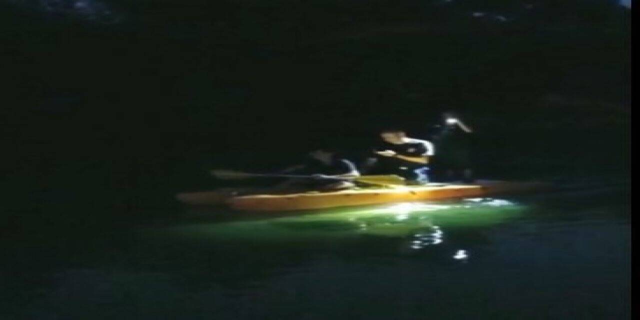 Irmakta mahsur kalan köpeğe itfaiyeden kanoyla kurtarma