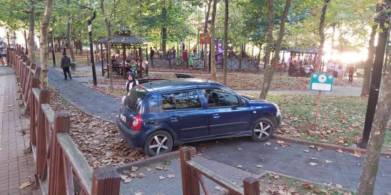 Fren yerine gaza basınca çocuk parkına girdi