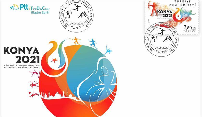 PTT'den "Konya 5. İslami Dayanışma Oyunları" konulu anma pulu ve ilk gün zarfı