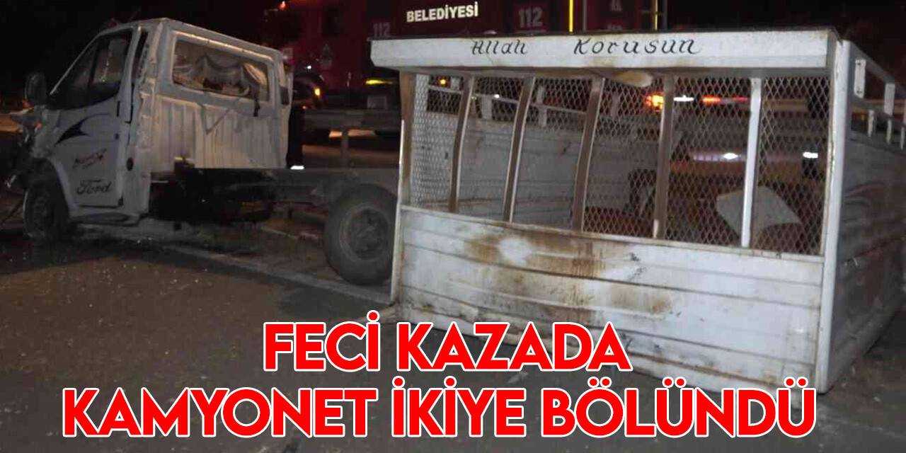 Kırıkkale’de feci kaza, kamyonet ikiye bölündü: 3 yaralı