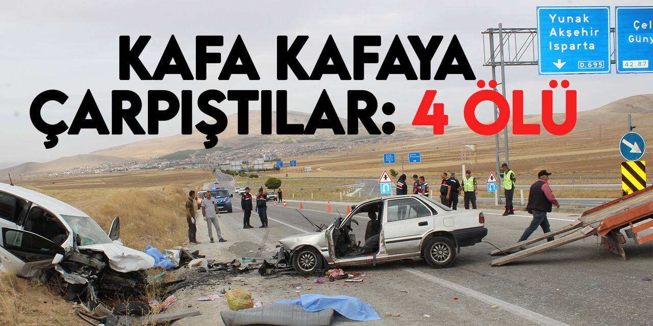 Konya'da iki otomobilin çarpıştığı kazada 4 kişi öldü, 3 kişi yaralandı