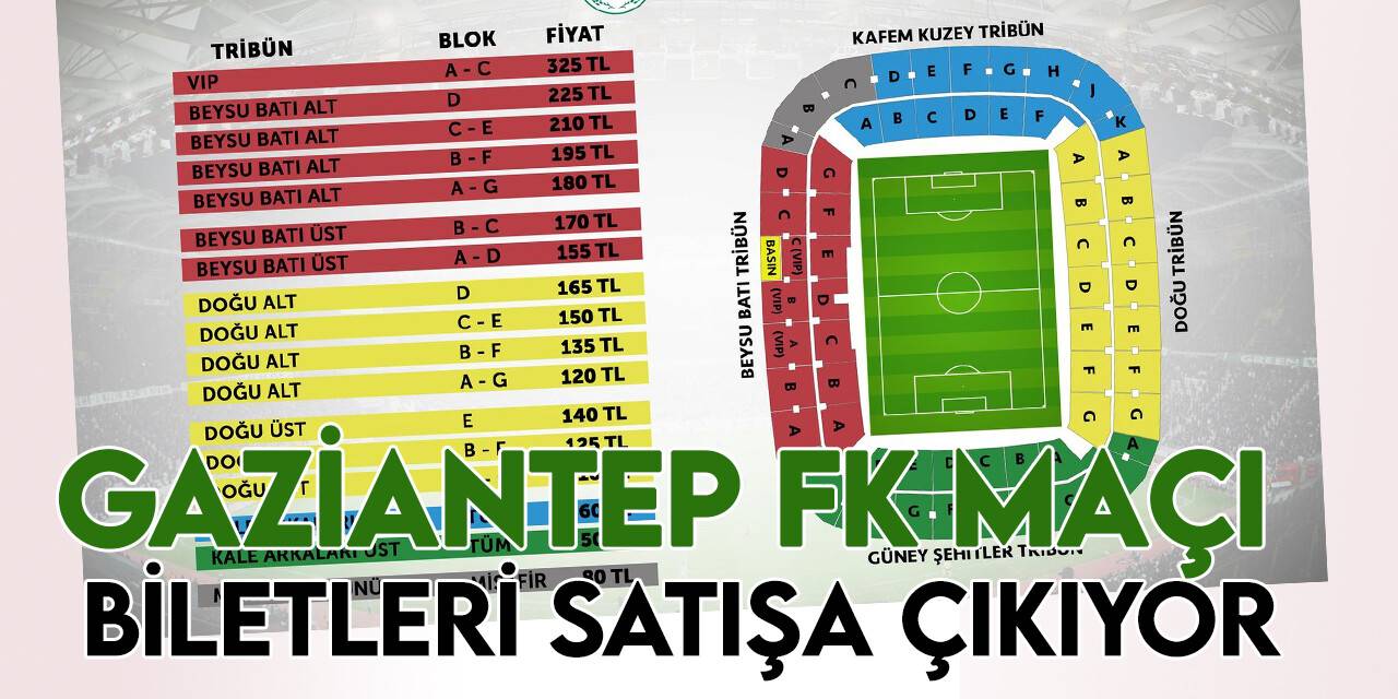 Konyaspor-Gaziantep FK maçı biletleri satışa çıkıyor