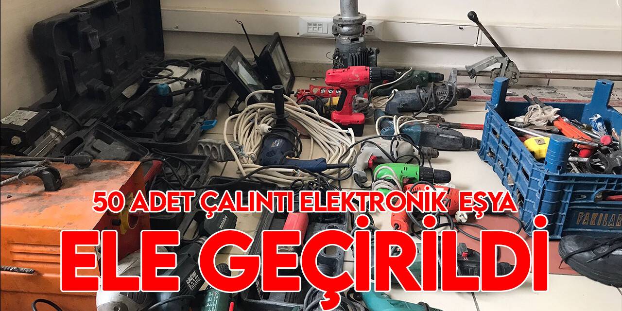 Konya’da baskın düzenlenen bir depoda 50 adet çalıntı elektronik  eşya ele geçirildi