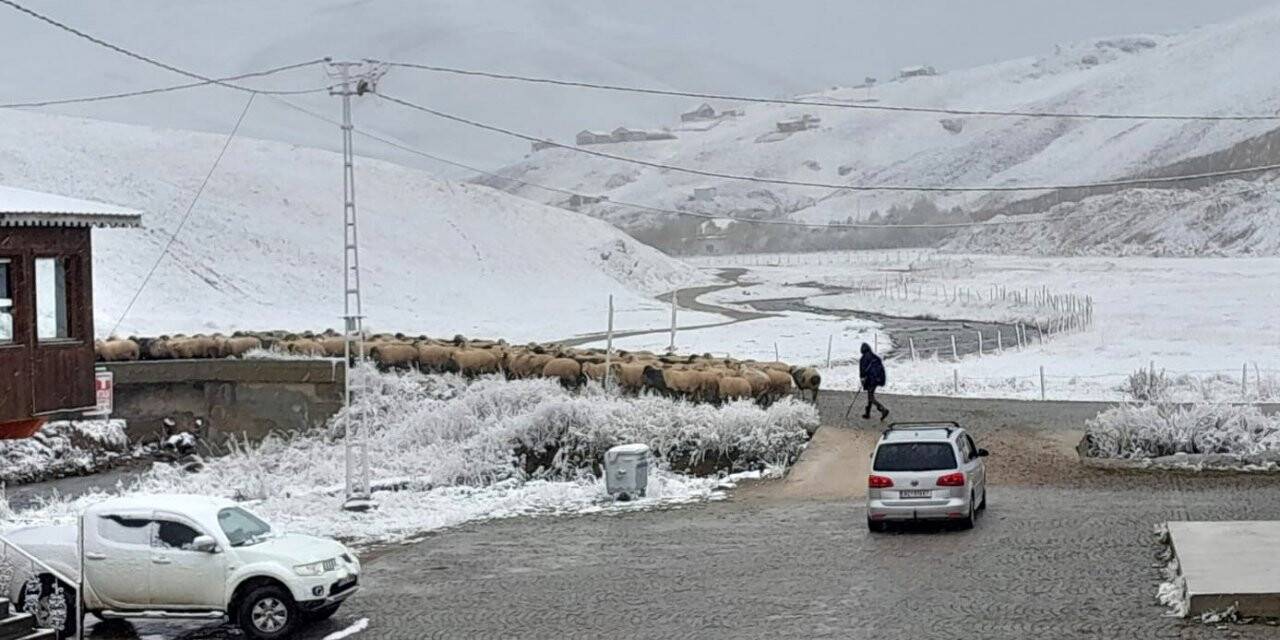 Gümüşhane’nin yükseklerinde kar yağışı