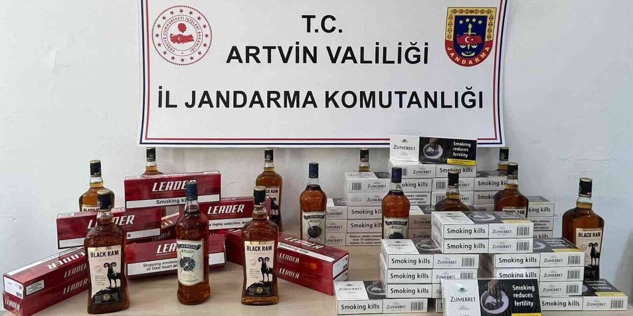 Artvin’de jandarmadan gümrük kaçağı sigara ve içki operasyonu