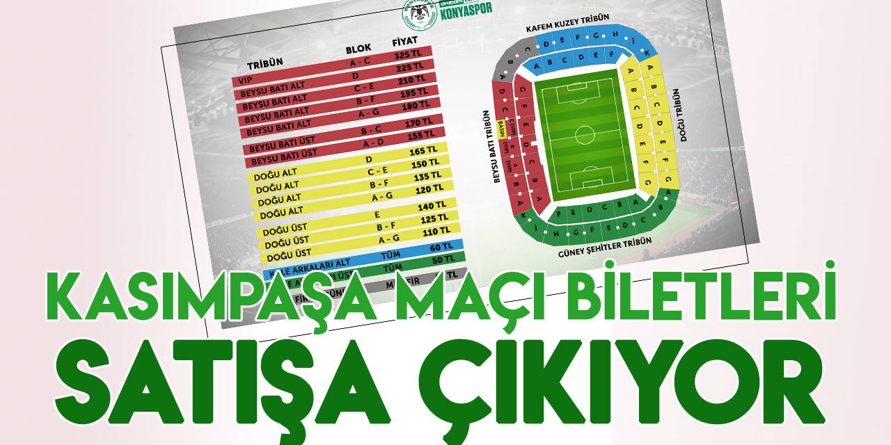 Konyaspor-Kasımpaşa maçı biletleri satışa çıkıyor