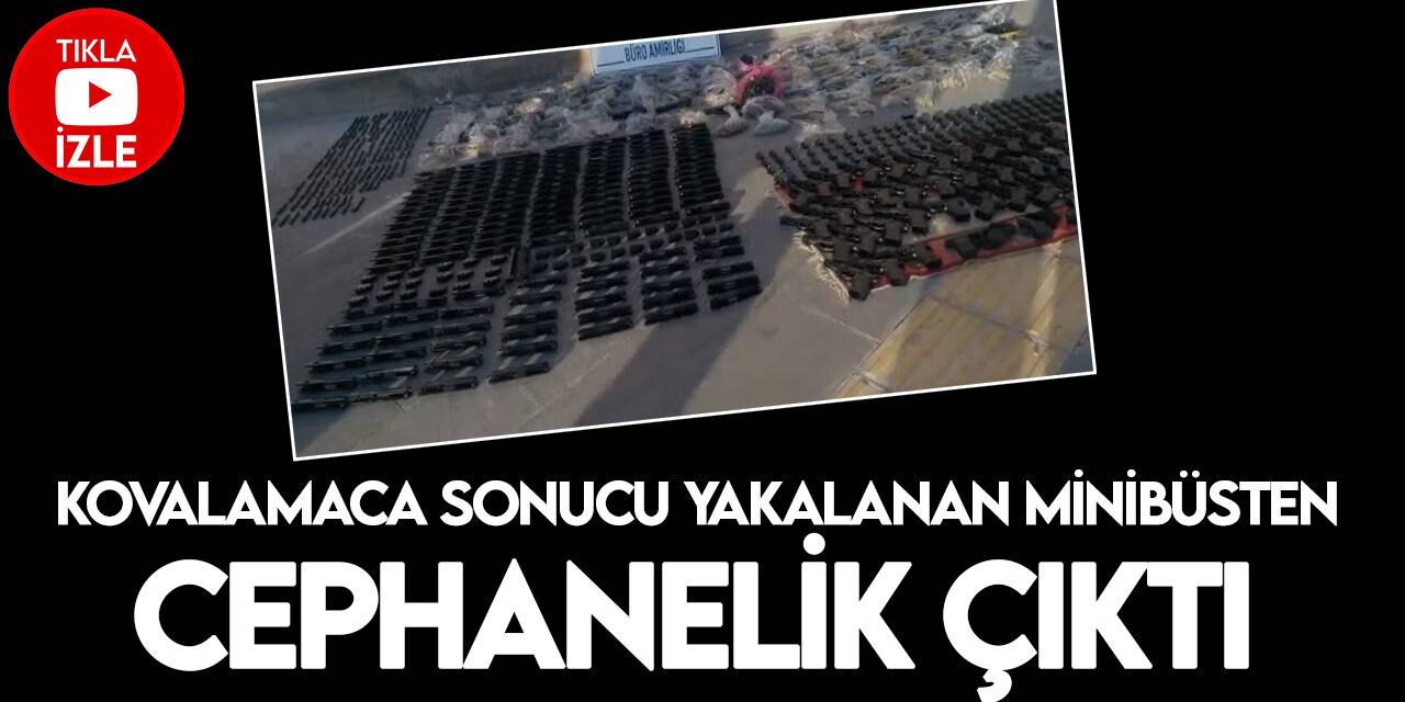 Konya'da kovalamaca sonucu yakalanan minibüsten cephanelik çıktı