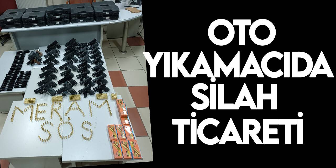 Konya'da oto yıkamacıda  çok sayıda tabanca malzemesi ele geçirildi