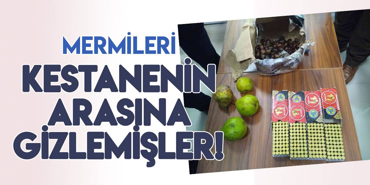 Konya'da kargo kutusundaki armut ve kestanelerin arasından mermi çıktı