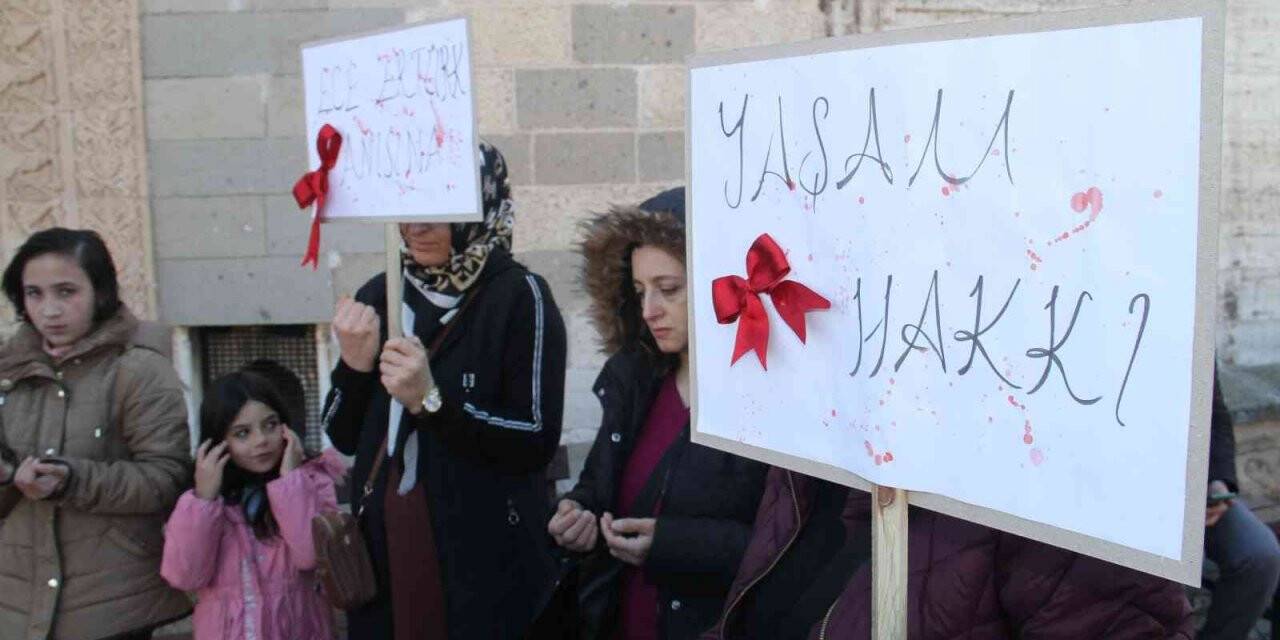 Kadınlar koca cinayetine kurban giden Ece’yi ölüm yıldönümünde andı
