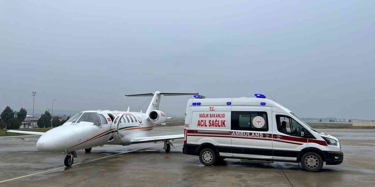 Kalp hastası iki günlük bebek ambulans uçakla Konya’ya getirildi