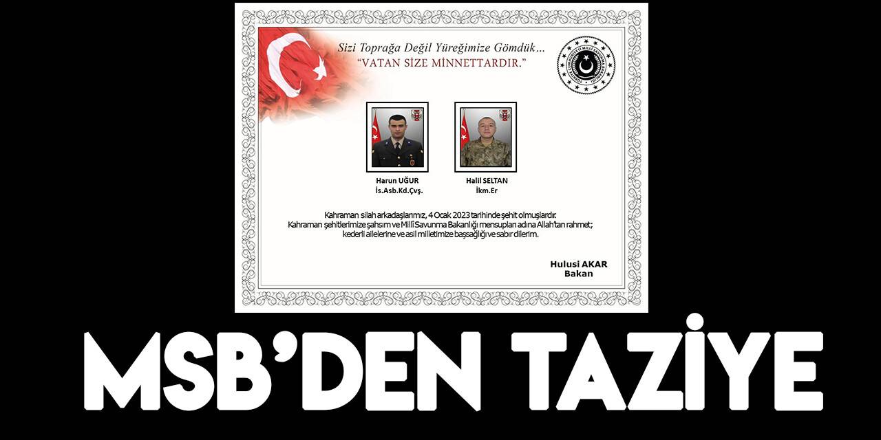MSB’den Konya'daki kazada şehit olan askerler için taziye mesajı