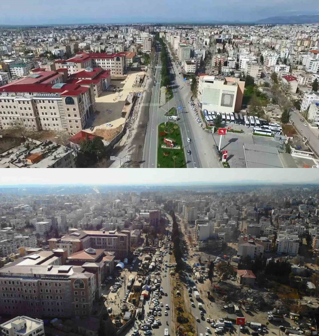 Adıyaman’da depremin öncesi ve sonrası drone kamerasında