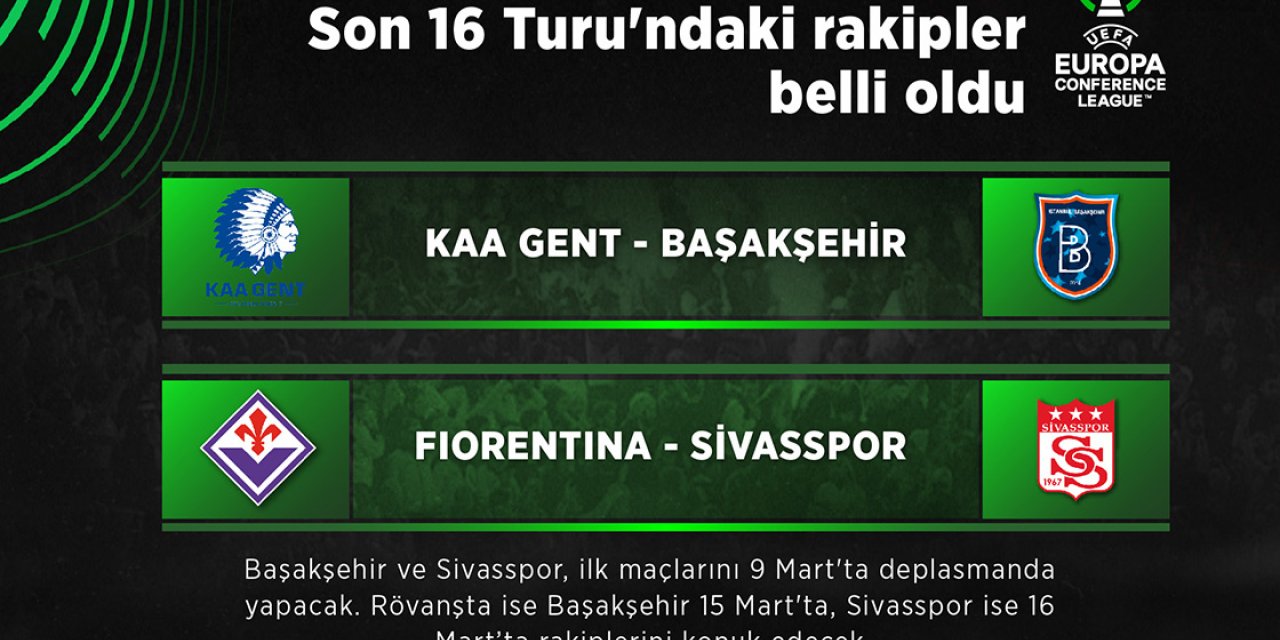 UEFA Avrupa Konferans Ligi’nde Başakşehir ve Sivasspor’un rakipleri belli oldu