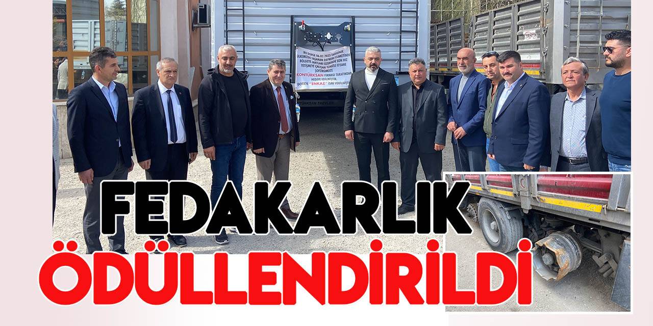 Patlak lastikle deprem bölgesine yardım götüren kardeşlere  Konya'da yeni dorse hediye edildi
