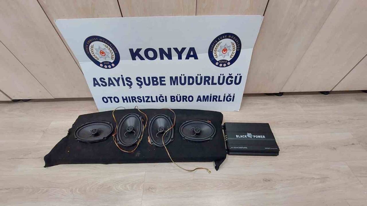 Konya'da otomobillerin ses sistemlerine dadanan hırsız yakalandı