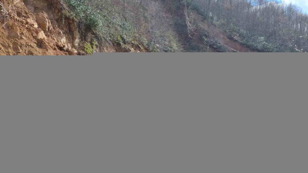 Heyelan köy yolunu ulaşıma kapattı