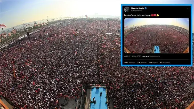 AK Parti mitingini Millet İttifakı'nın mitingi diye paylaştılar