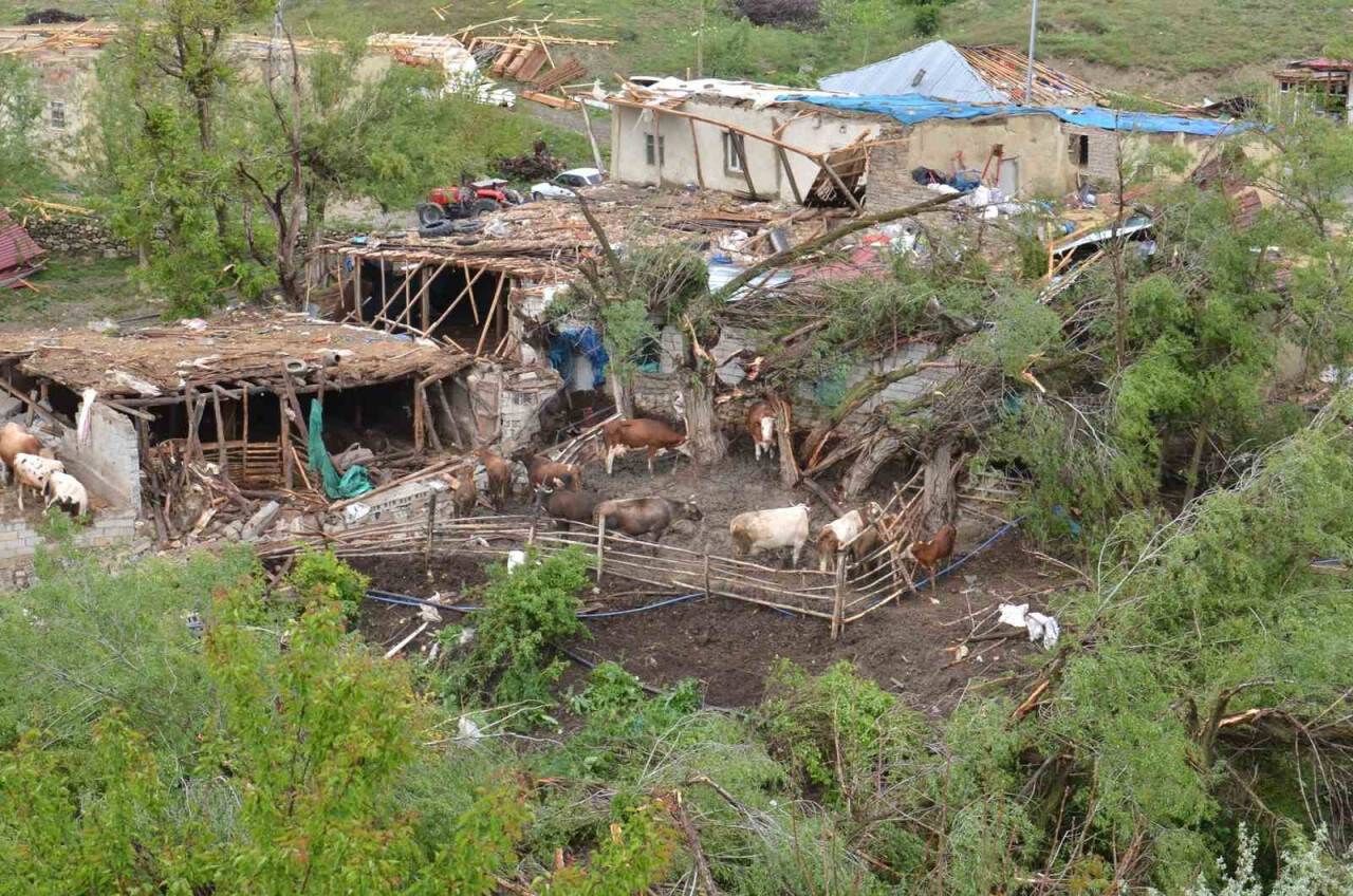 Hortum ağaçları yerinden söktü, çatıları uçurdu