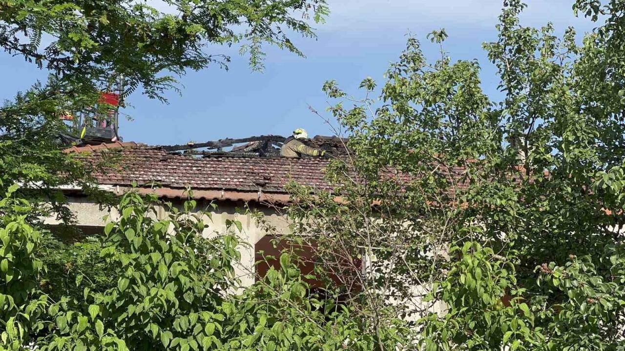 Yeşil alan ortasındaki metruk binada korkutan yangın