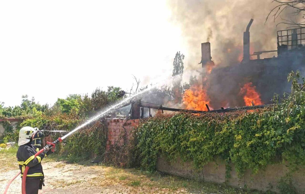 Bağ evi ve depo kül oldu