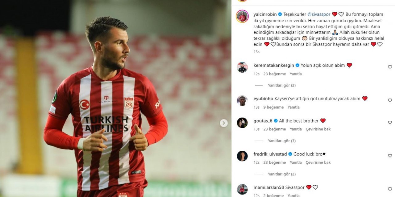 Robin Yalçın, Sivasspor’a veda etti