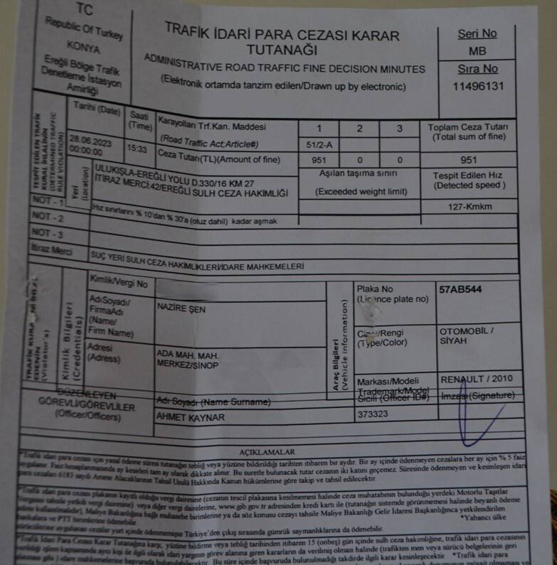 Hayatında hiç gitmediği Konya’dan gelen radar cezası kısa sürede iptal oldu