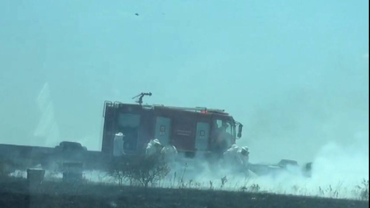 100 arı kovanı kül oldu