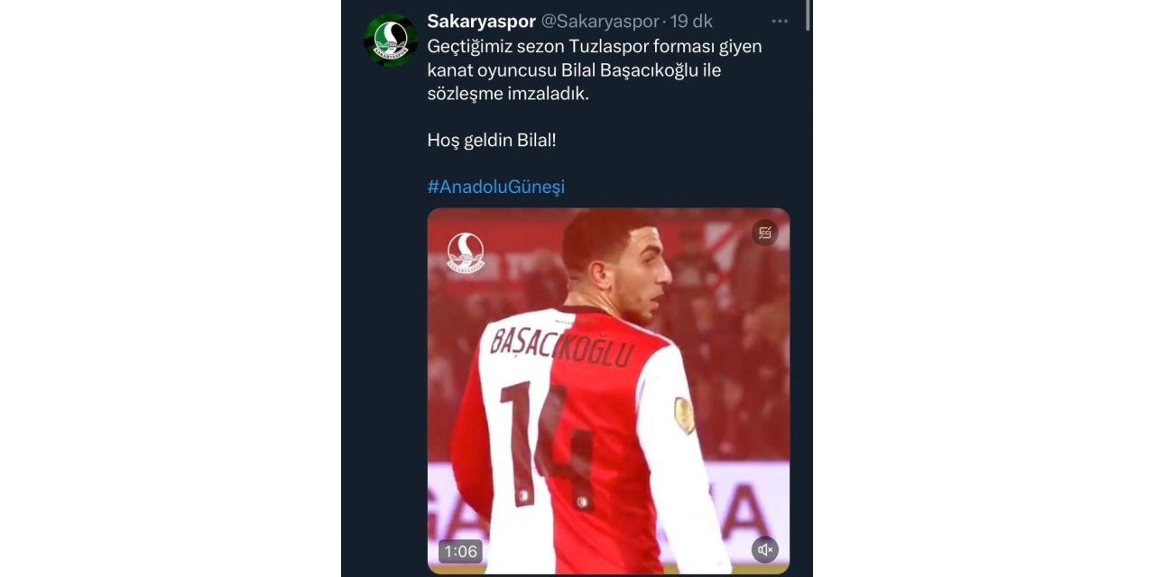 Bilal Başacıkoğlu Sakaryaspor'da