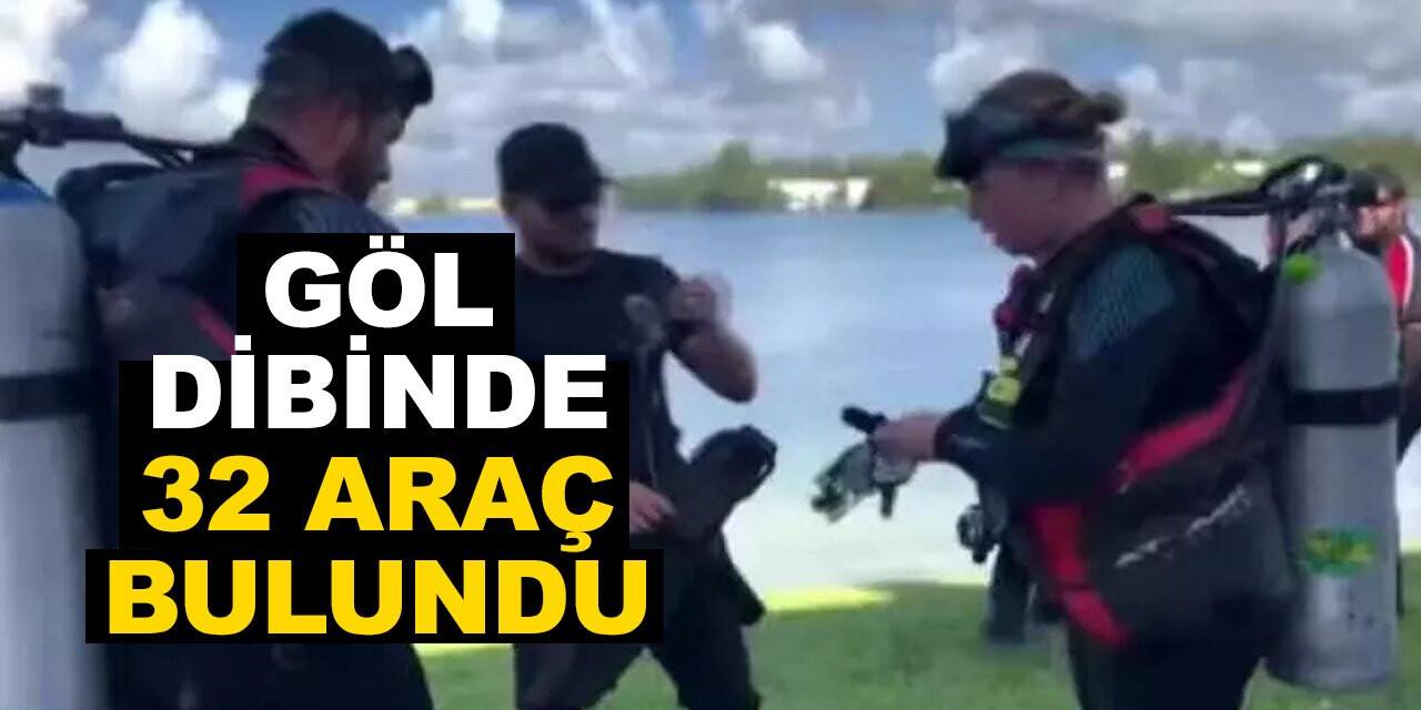 Göl dibinde 32 araç bulundu