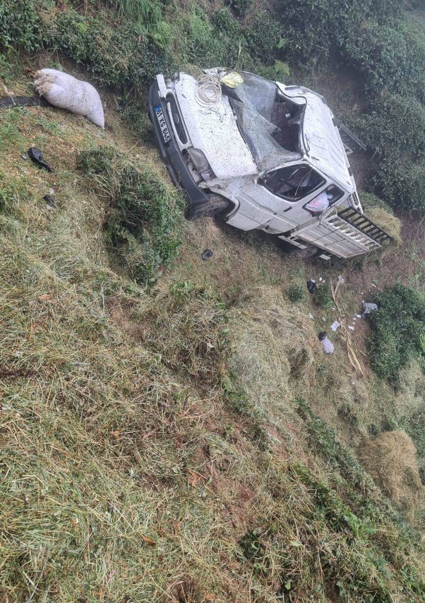 Kamyonet şarampole yuvarlandı