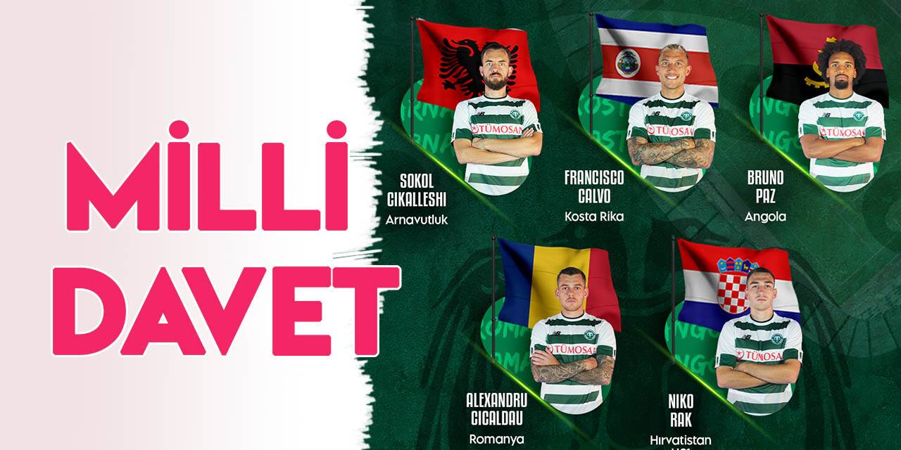 Konyasporlu 5 oyuncuya milli davet