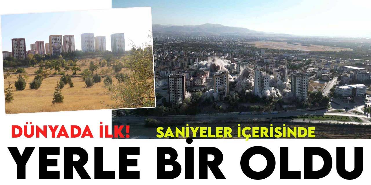 Dünyada ilk kez 15 katlı 9 blok tek seferde patlayıcı ile yıkıldı