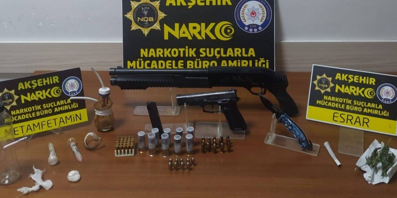 Akşehir polisinden  eve uyuşturucu operasyonu