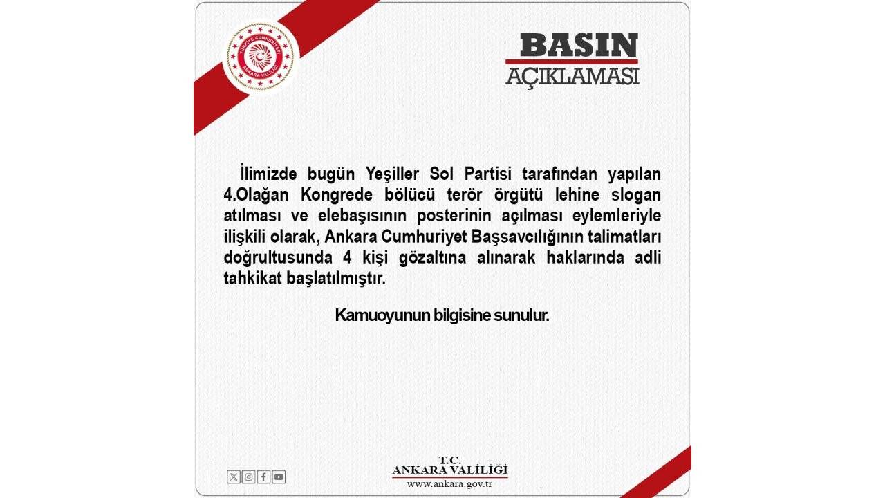 YSP Kongresinde PKK seviciliği yapan 4 kişi gözaltına alındı