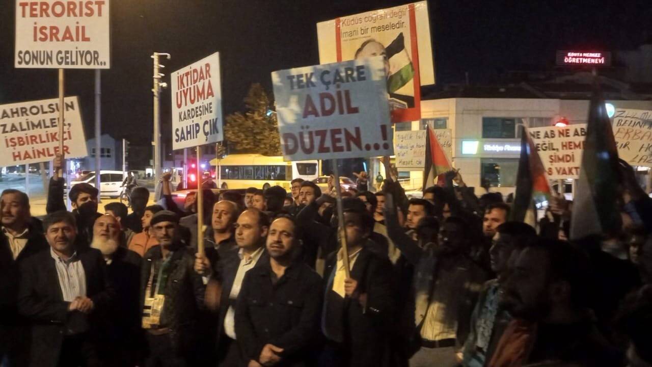 İsrail'in hastane saldırısı Konya'yı ayağa kaldırdı