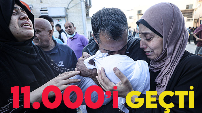 İşgalci terör devleti İsrail'in Gazze'de yaptığı soykırımda hayatını kaybeden Filistinlilerin sayısı 11 bini geçti