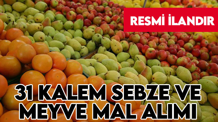 Konya E Tipi Kapalı Ceza İnfaz Kurumu Müdürlüğü 31 kalem sebze ve meyve mal alımı